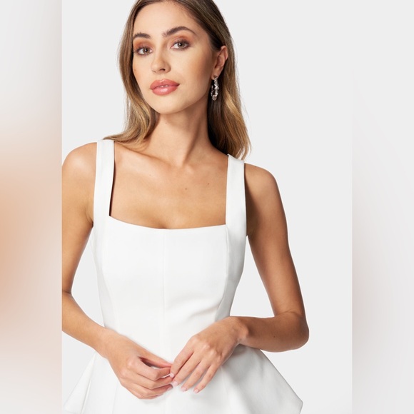 NWT BEBE THIN STRAP PEPLUM TOP - Picture 1 of 9